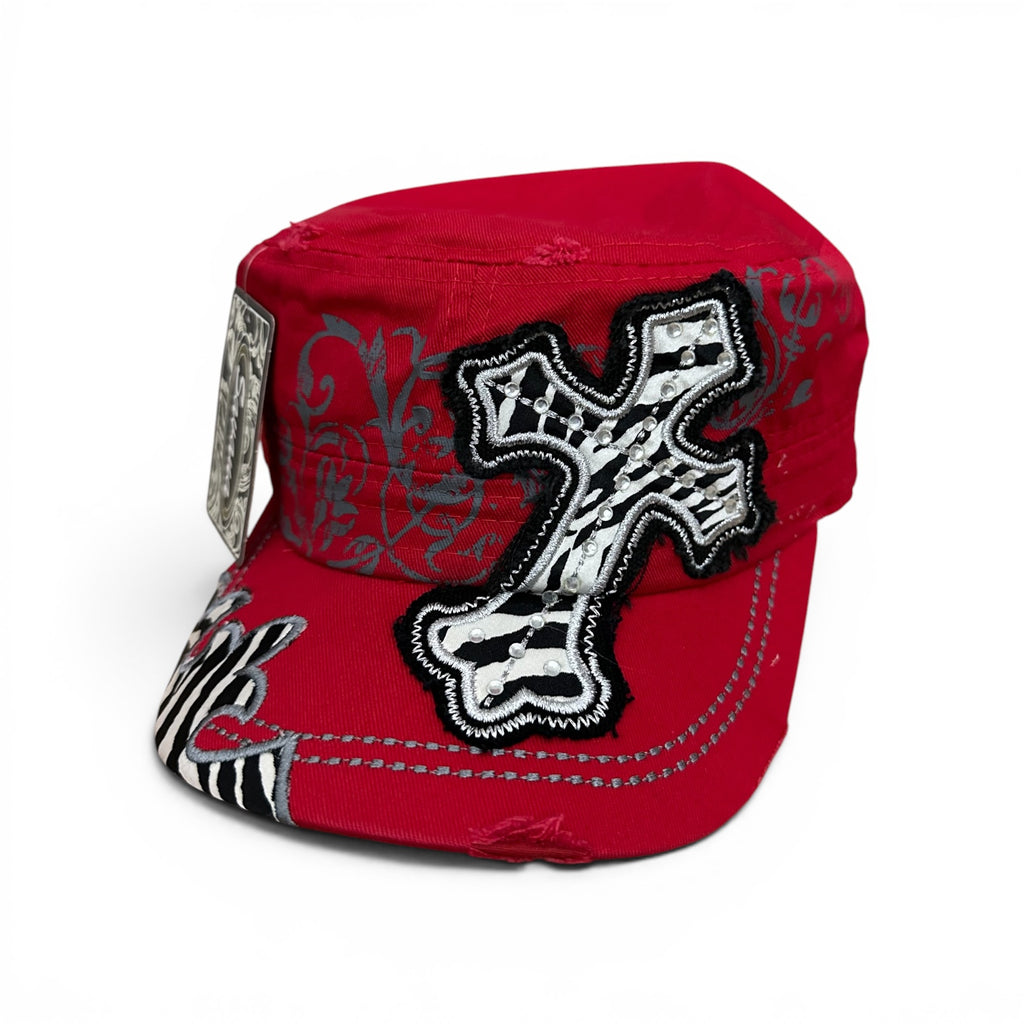 Zebra Cross Cadet Cap – Red