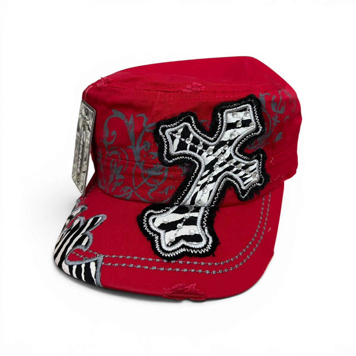 Zebra Cross Cadet Cap – Red