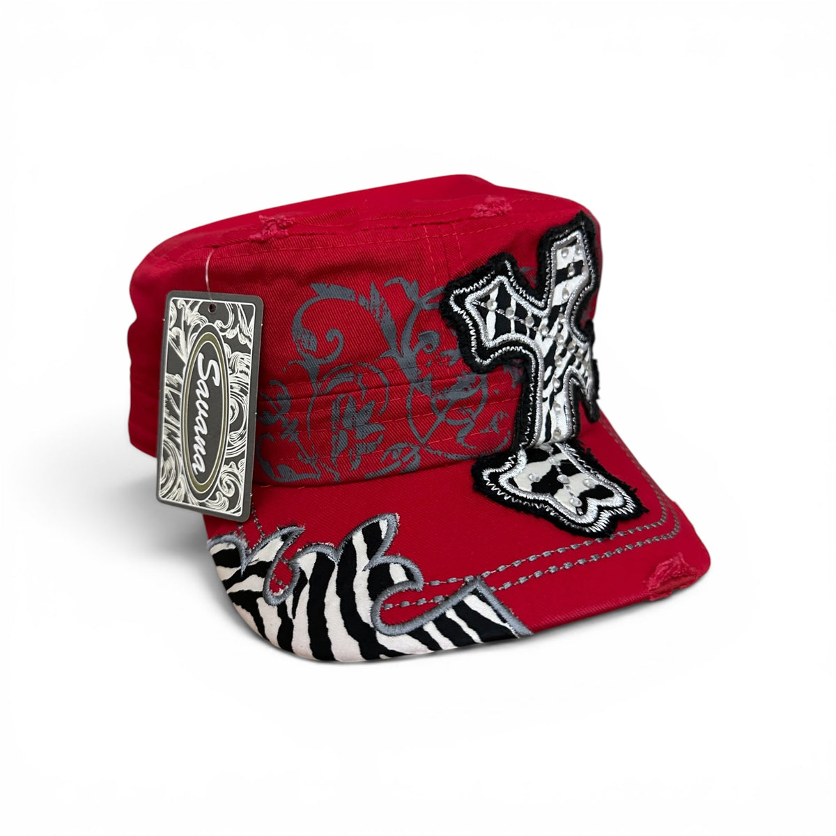 Zebra Cross Cadet Cap – Red