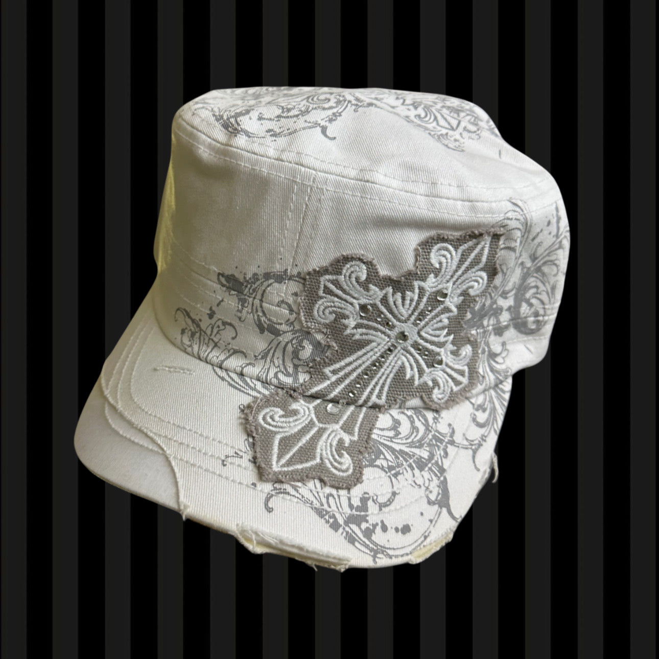 Angel Cross Cadet Cap – White & Grey