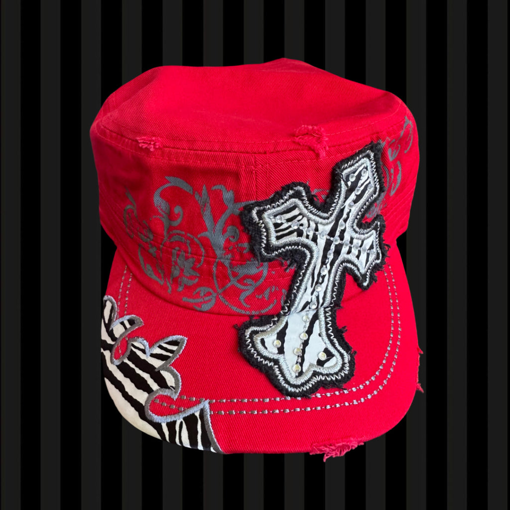 Red Cross Glam Cadet Cap – Zebra Detail