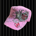 Ladybug Rhinestone Cadet Cap – Pink and Brown