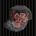 Rhinestone Cross Cap – Black & Red