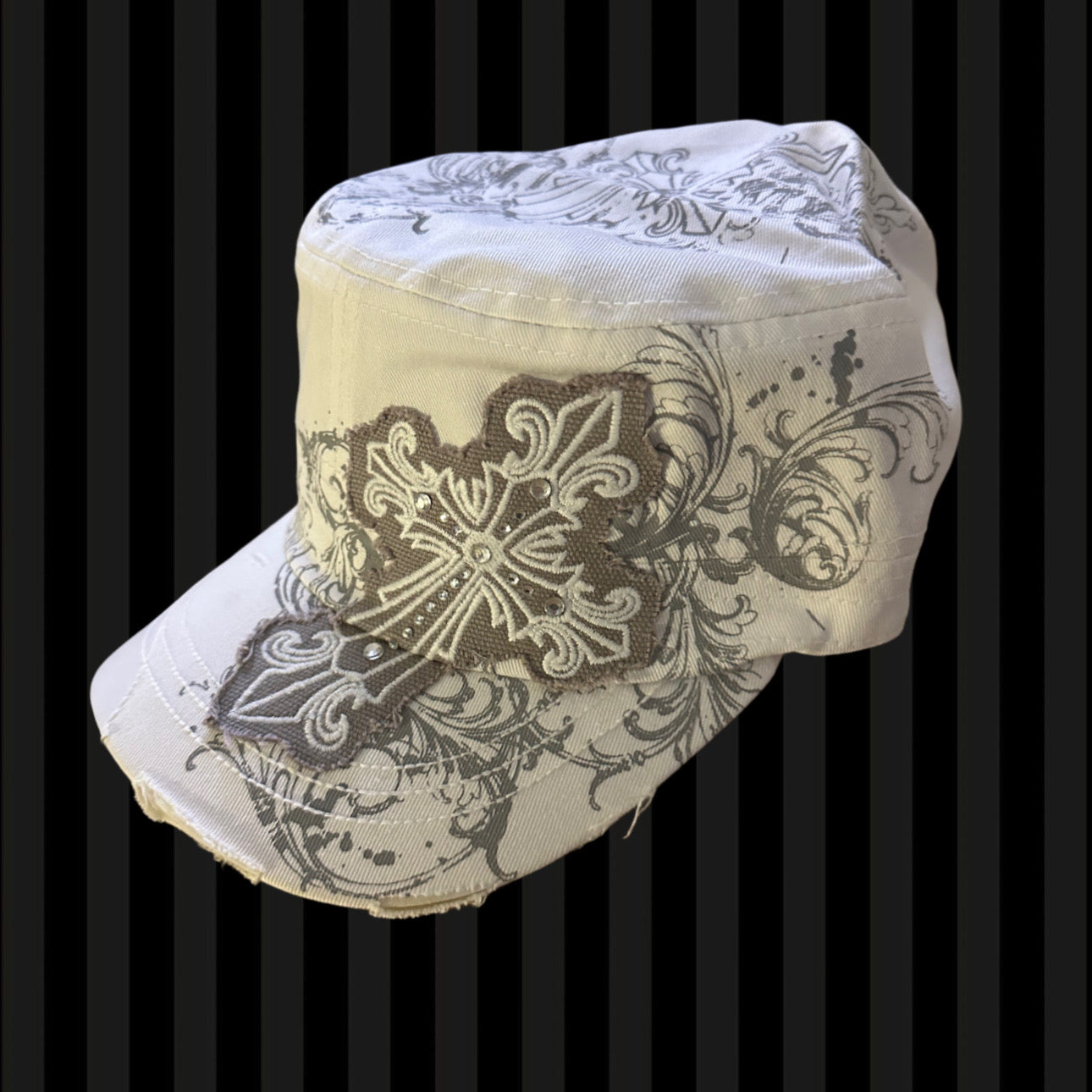 Angel Cross Cadet Cap – White & Grey