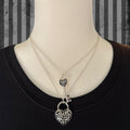 Heart and key layered necklace
