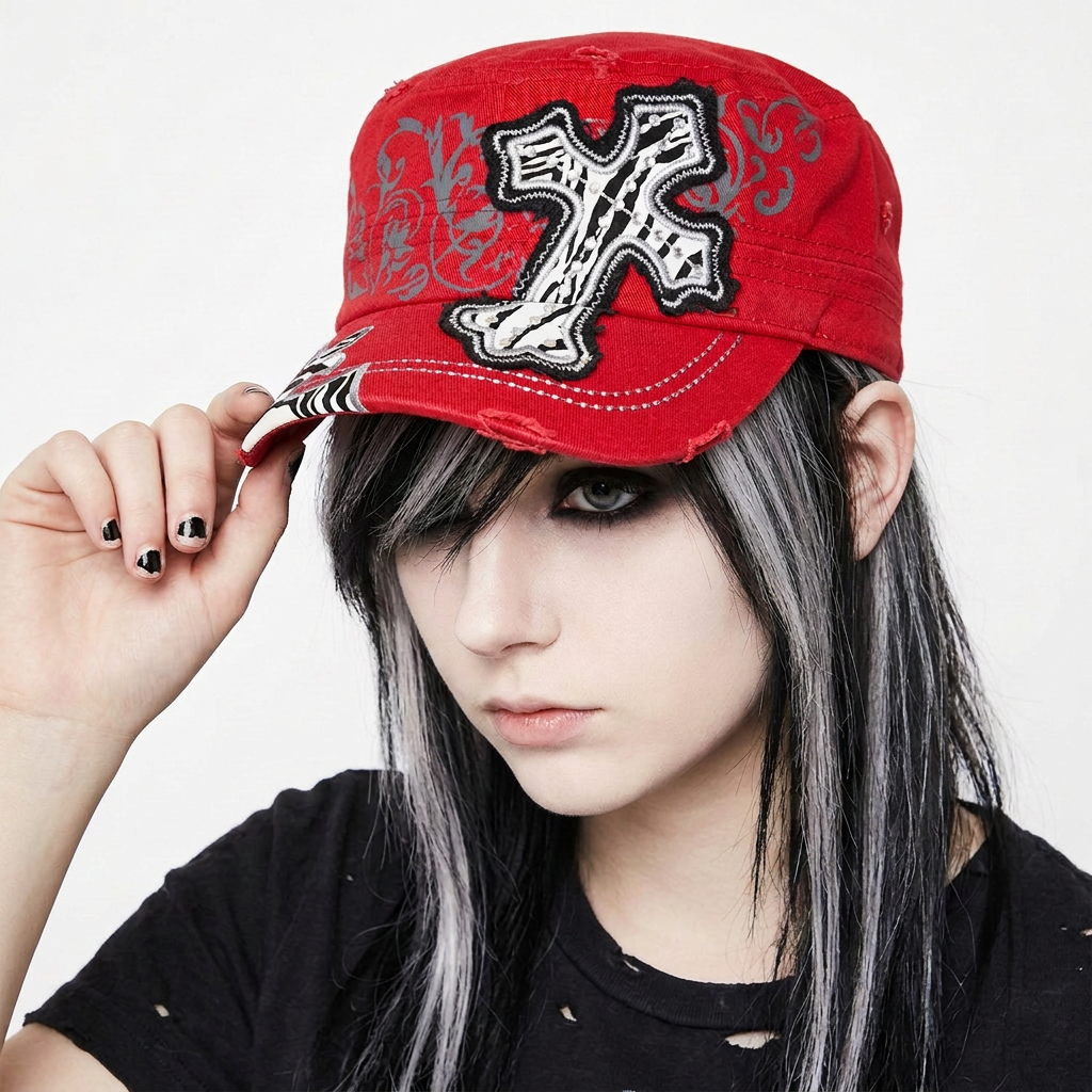 Zebra Cross Cadet Cap – Red