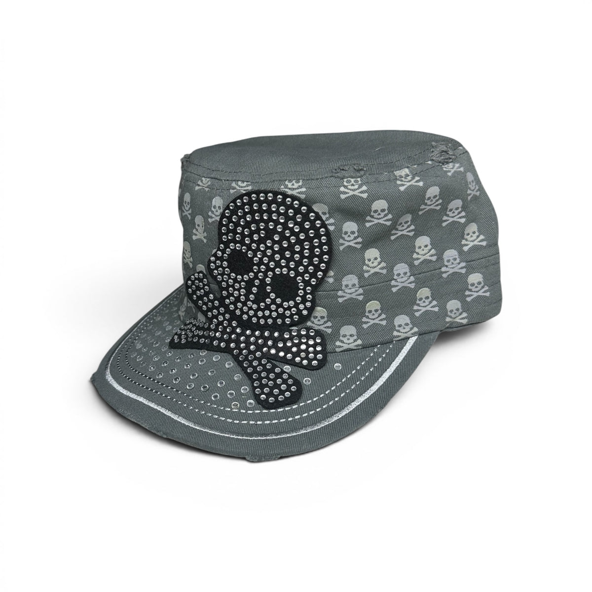 All Over Skull Patch Cadet Cap- Sage Green