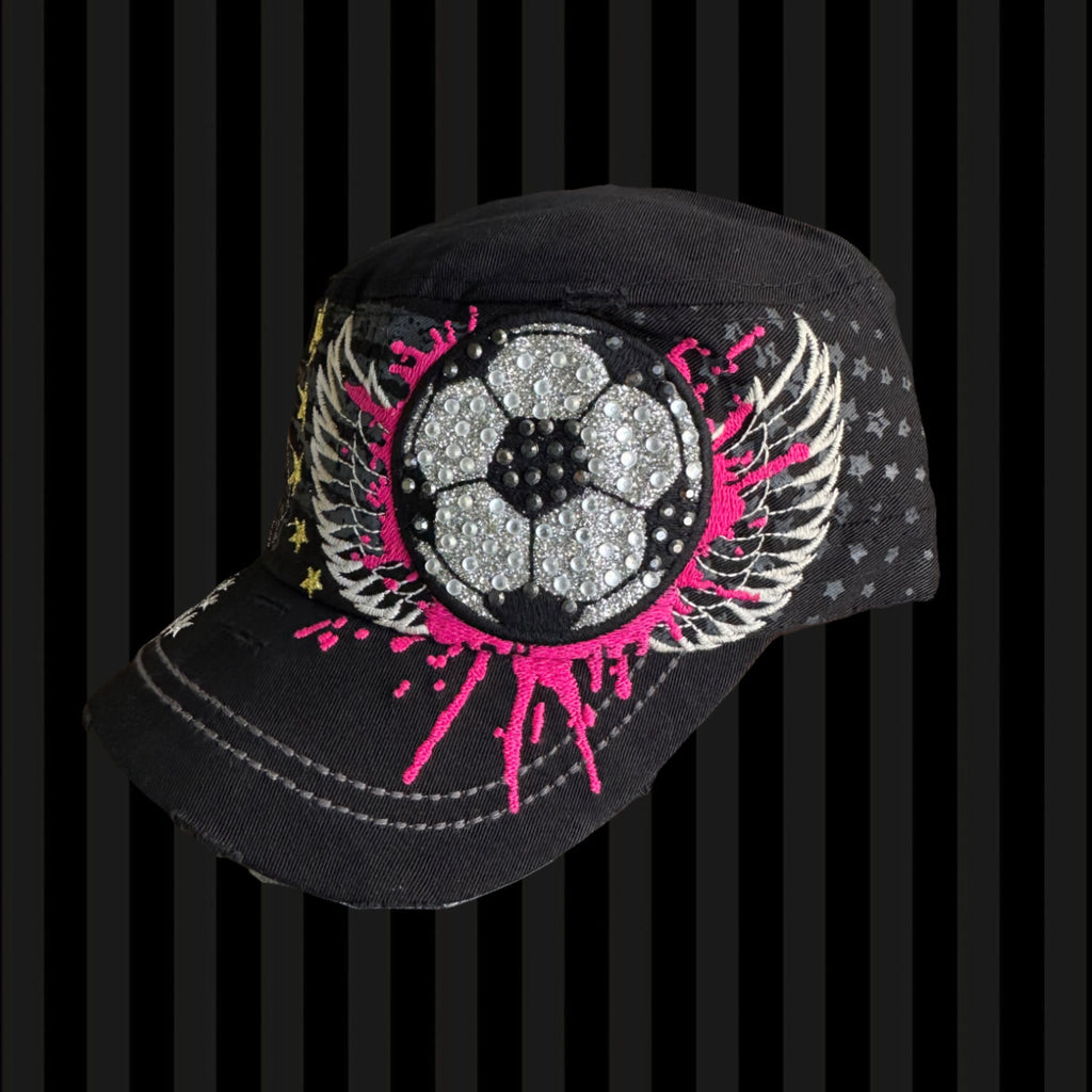 Bling Soccer Patch Emo Cadet Cap