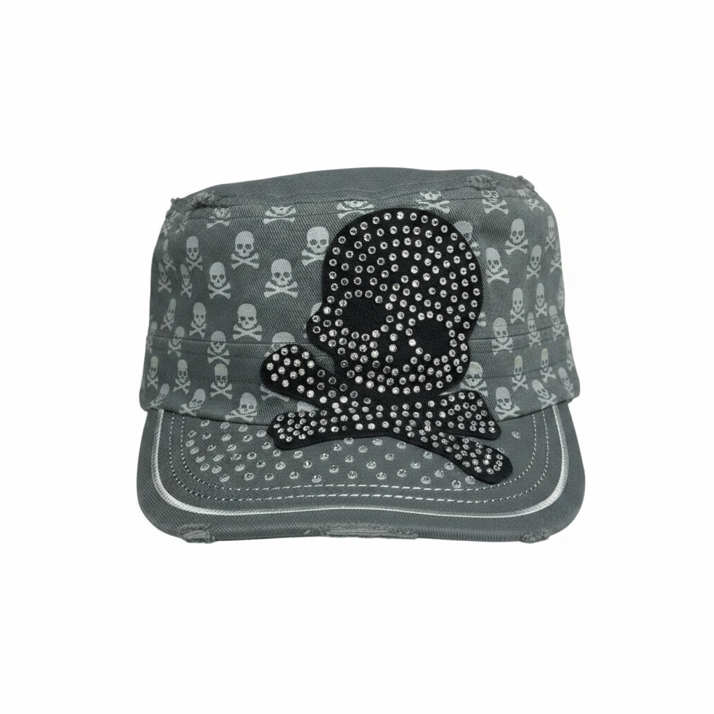 All Over Skull Patch Cadet Cap- Sage Green