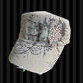 Earth Tone Crystal Glam Cadet Cap – Khaki