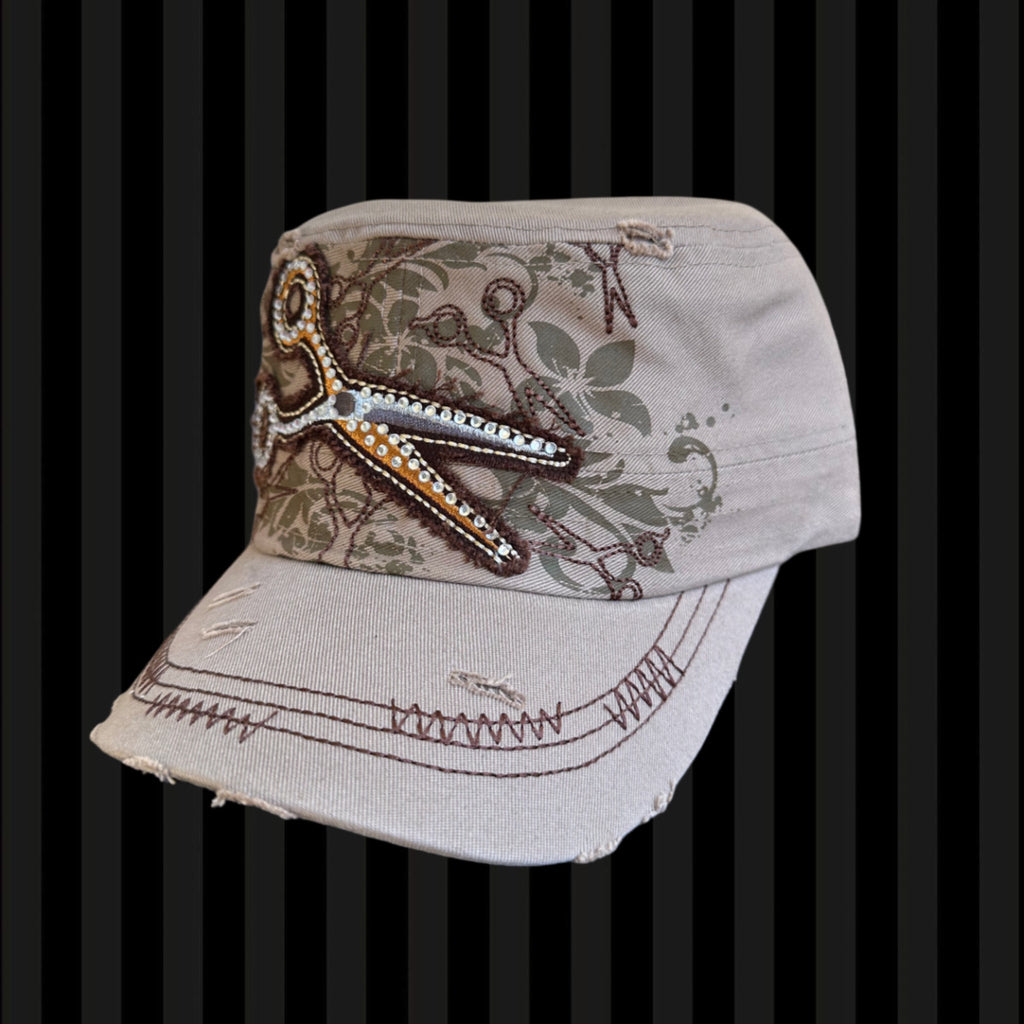 Scissor Rhinestone Cadet Cap – Earth Tones
