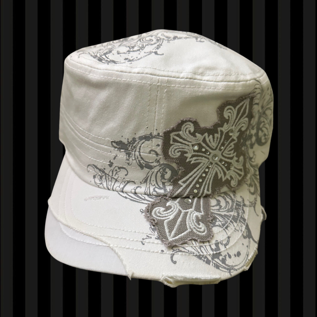 Angel Cross Cadet Cap – White & Grey