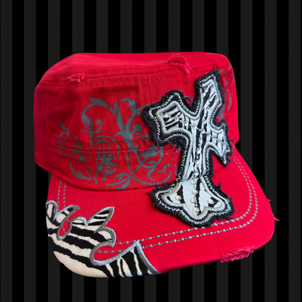 Red Cross Glam Cadet Cap – Zebra Detail