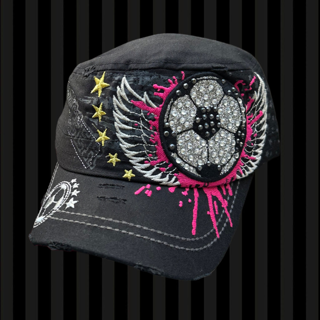 Bling Soccer Patch Emo Cadet Cap