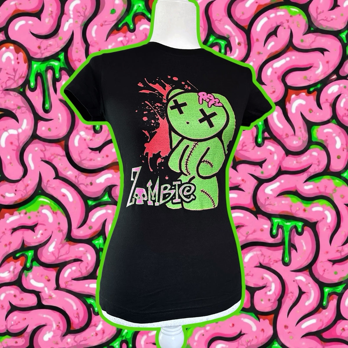 Emo Zombie Graphic Tee, Y2K Fitted Slim Fit Shirt, Scene Kid 2000s Alt Top