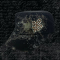 Black grunge fleur-de-lis earth tone cadet cap
