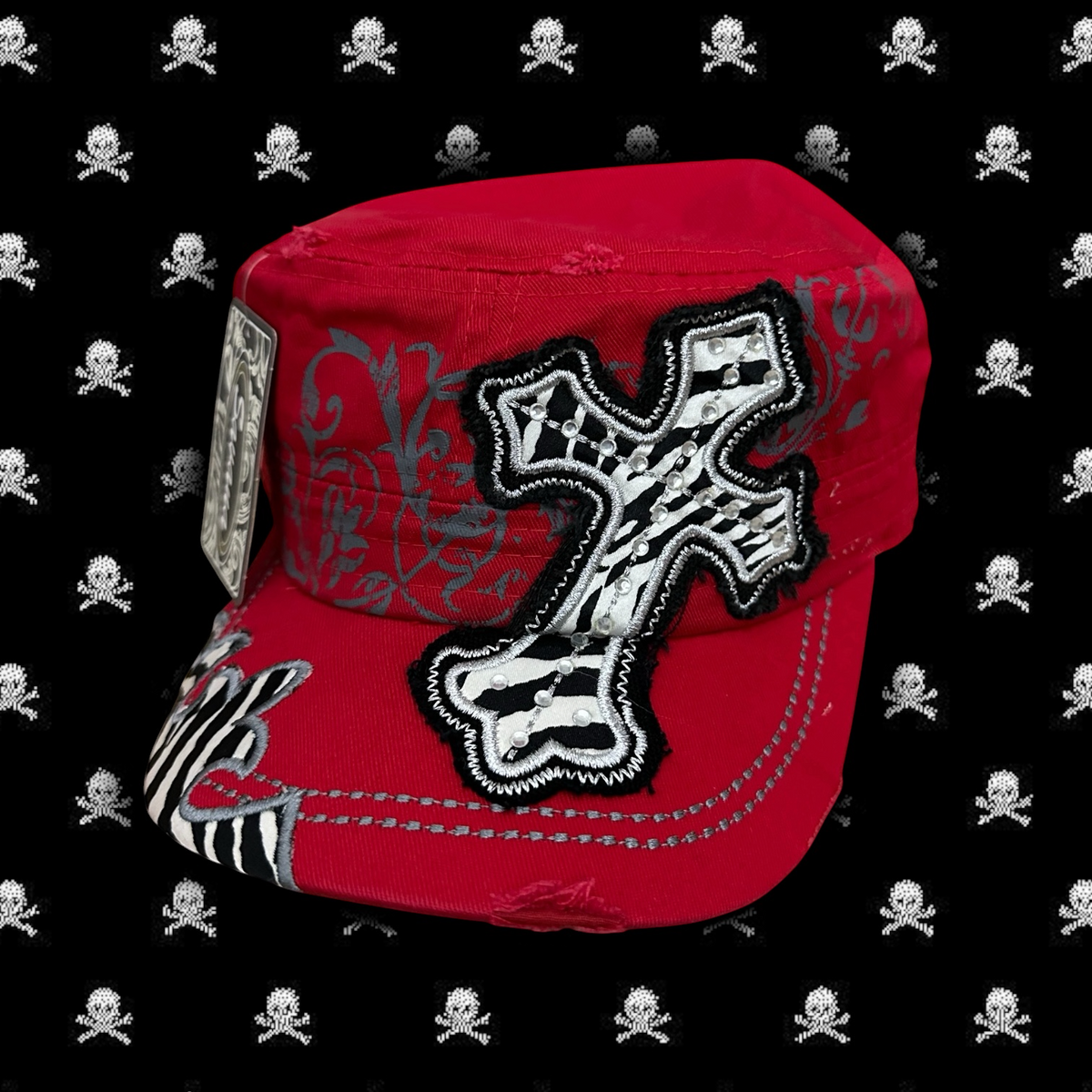 Zebra Cross Cadet Cap – Red