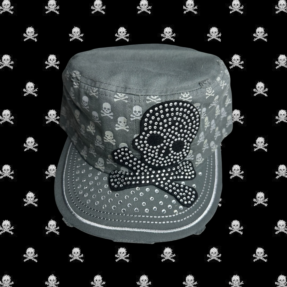 All Over Skull Patch Cadet Cap- Sage Green