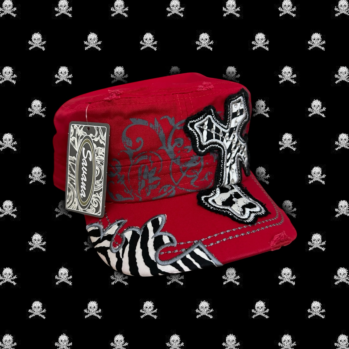 Zebra Cross Cadet Cap – Red