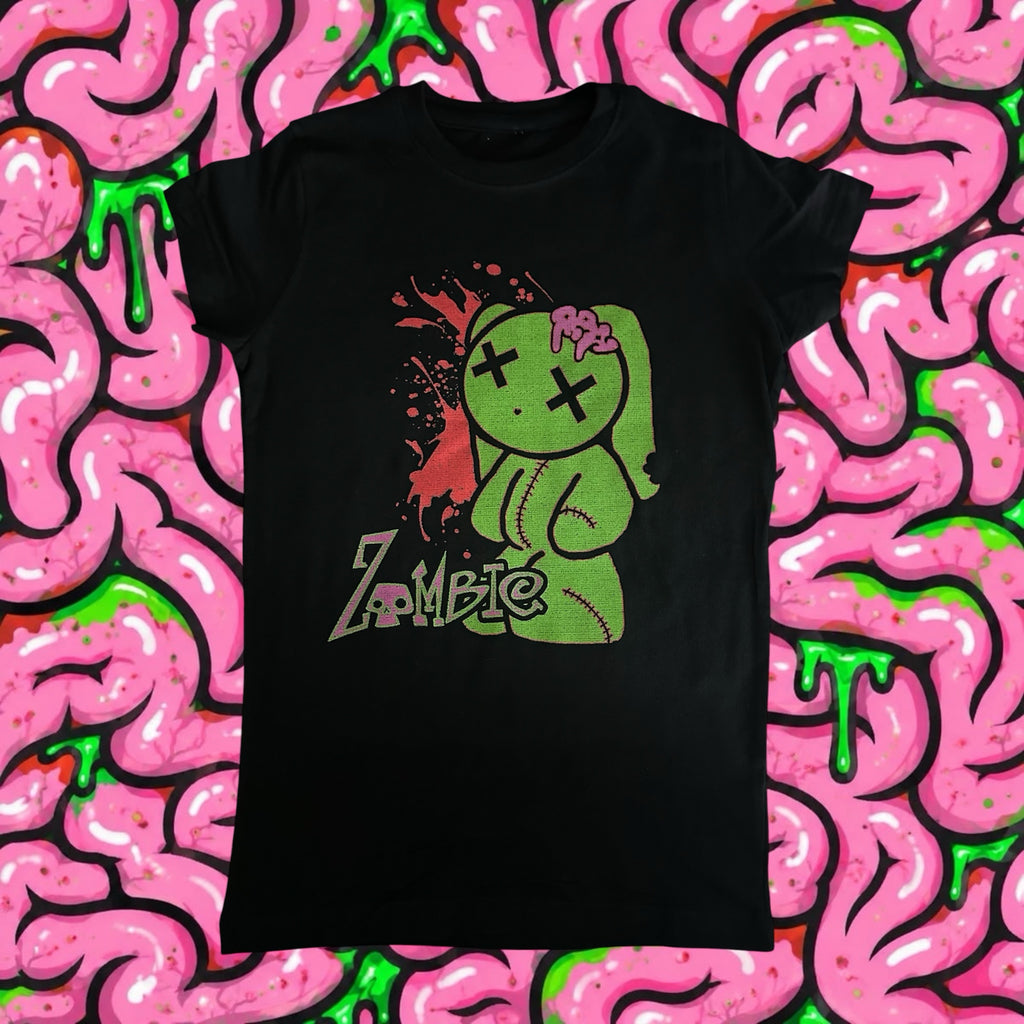 Emo Zombie Graphic Tee, Y2K Fitted Slim Fit Shirt, Scene Kid 2000s Alt Top