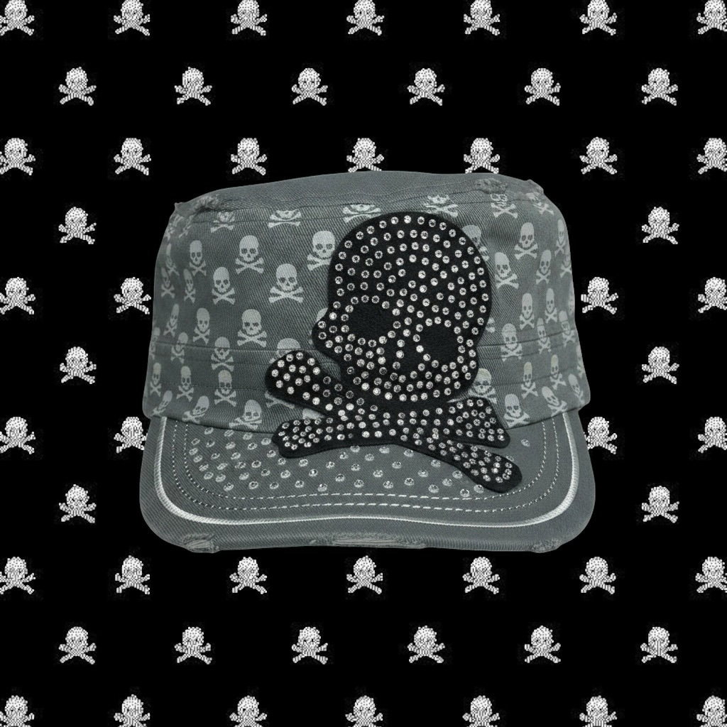 All Over Skull Patch Cadet Cap- Sage Green