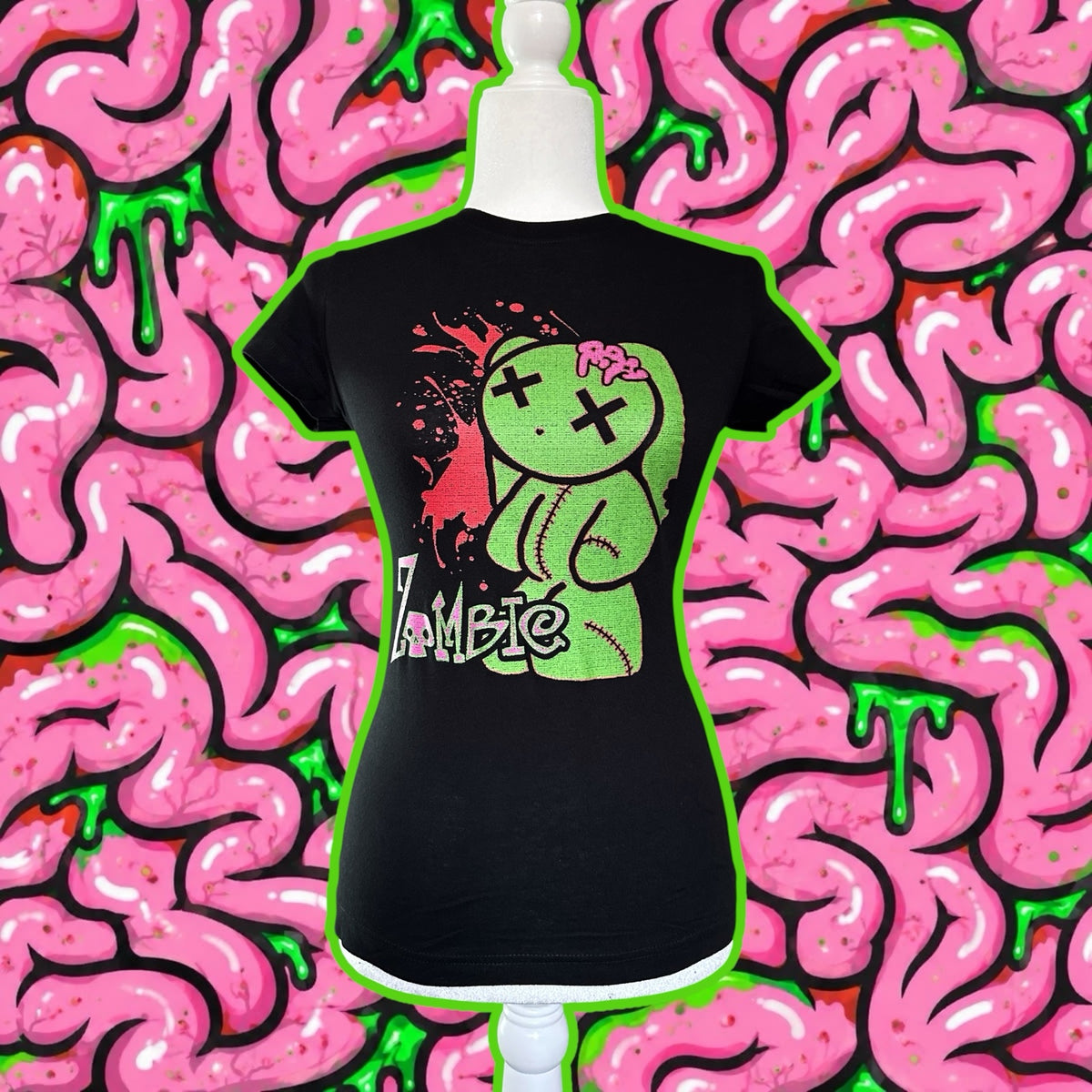 Emo Zombie Graphic Tee, Y2K Fitted Slim Fit Shirt, Scene Kid 2000s Alt Top